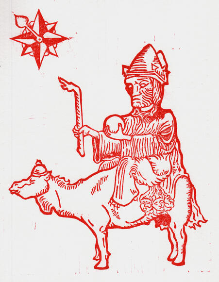 PAIMON | Based on an illustration featured in Hereditary (2018) | Linocut print, red ink on Fabriano paper | 2024