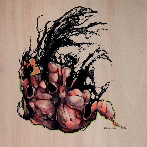 FIVE COUNTS OF BLEEDING | Acrylics and ink on wood, 28x28cm | 2022