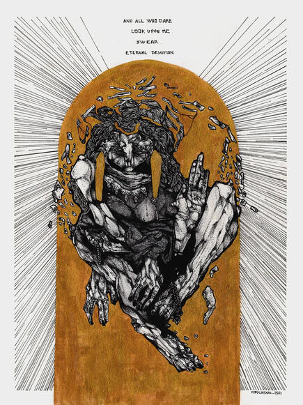 Ink and gold watercolour on paper | 24x32cm | 2021